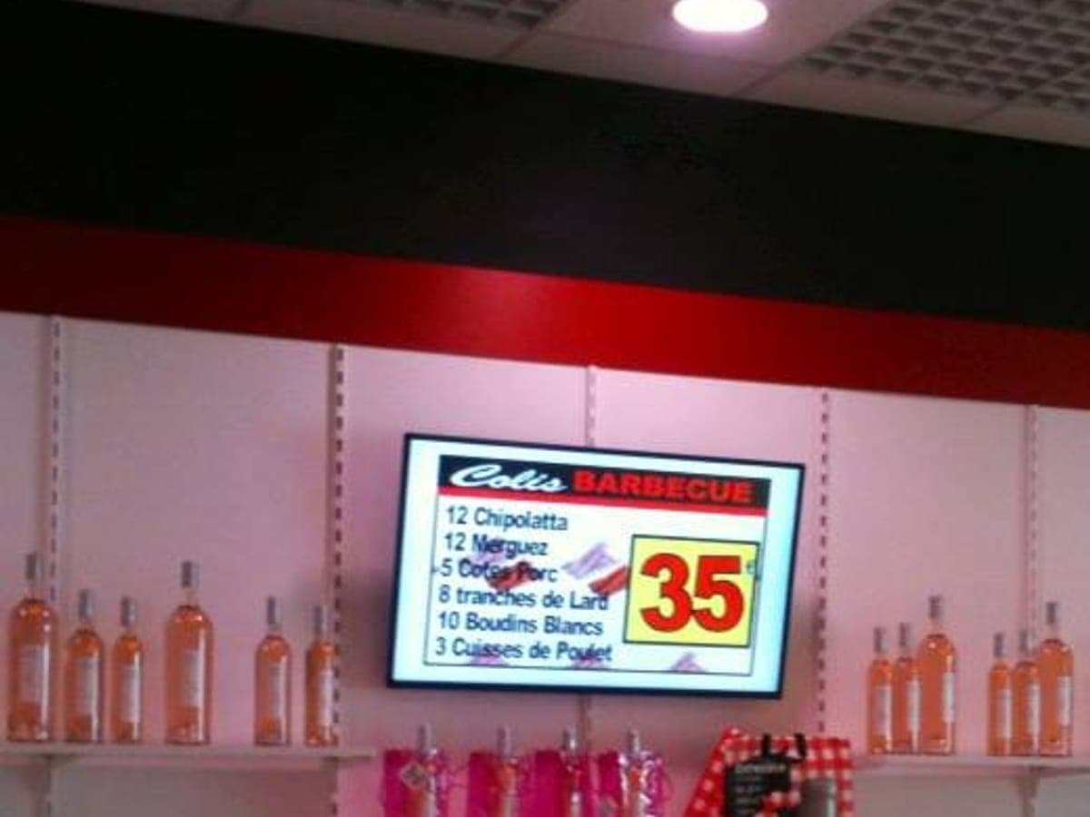 Écran et menu dynamique humelab media chez un commerçant de bouche