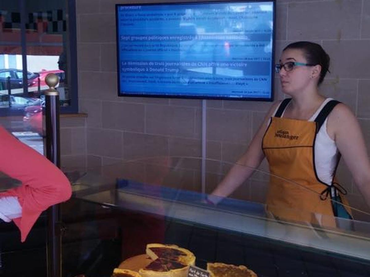 Écran et menu dynamique humelab media chez un commerçant de bouche